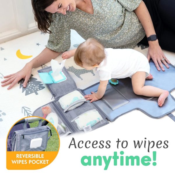 Elmmart Kopi Baby Portable Diaper Changing Pad - Baby Changing Pad & Diaper Changer Travel Bag, Smart Design Baby Changing Mat, Portable Changing Pad for Baby - Baby Changing Station, Infant Gift - Grey