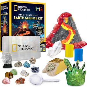 Elmmart NATIONAL GEOGRAPHIC Earth Science Kit – 100+ Science Experiments & Activities for Kids, Crystal Growing, Volcano Science Kit, Rock Collection, STEM Project Toy for Boys & Girls (Amazon Exclusive)