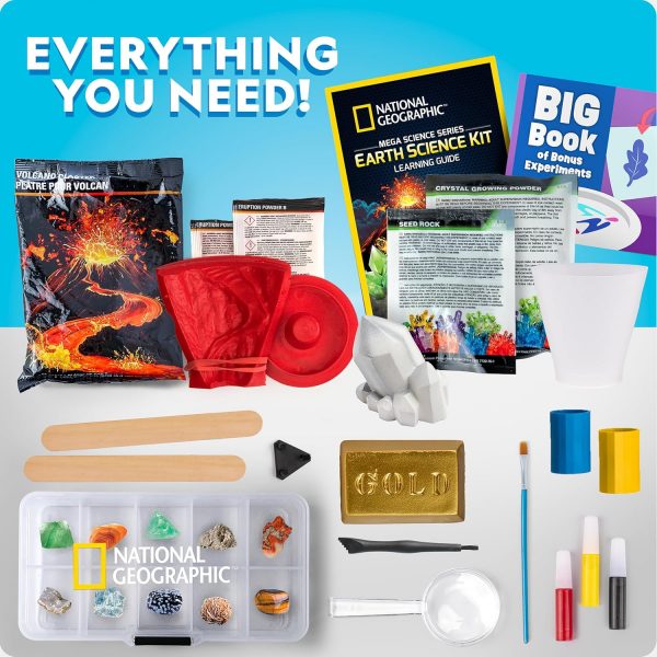 Elmmart NATIONAL GEOGRAPHIC Earth Science Kit – 100+ Science Experiments & Activities for Kids, Crystal Growing, Volcano Science Kit, Rock Collection, STEM Project Toy for Boys & Girls (Amazon Exclusive)