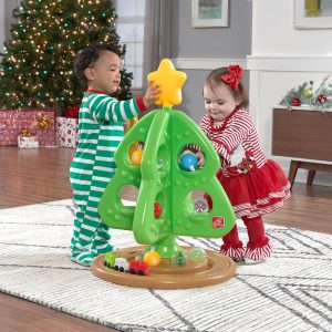 Elmmart Step2 My First Christmas Tree Toy for Kids, Interactive Christmas Tree Toy, Toddlers Ages 1.5+ Years Old, 12 Colorful Plastic Ornaments to Decorate, Mini Train Set Circles the Skirt