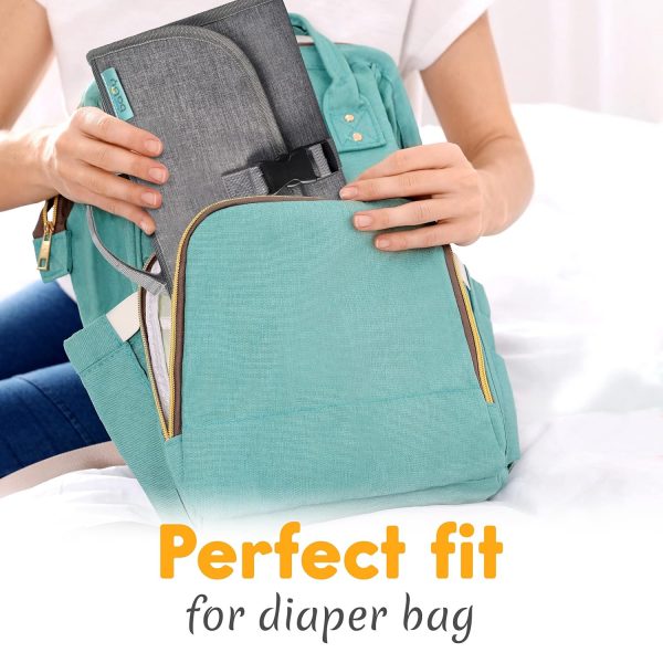 Elmmart Kopi Baby Portable Diaper Changing Pad - Baby Changing Pad & Diaper Changer Travel Bag, Smart Design Baby Changing Mat, Portable Changing Pad for Baby - Baby Changing Station, Infant Gift - Grey