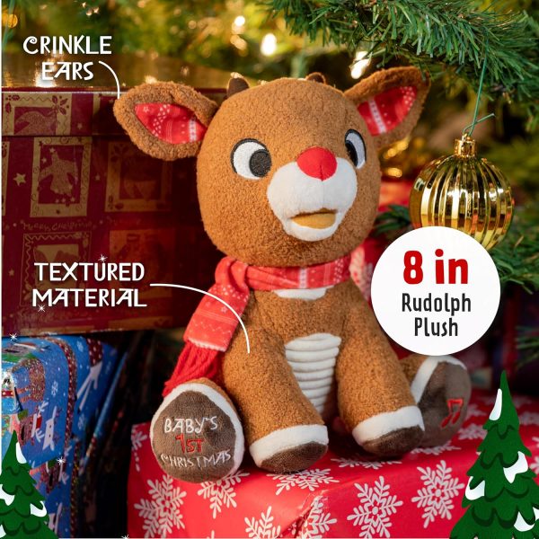 Elmmart Santa Claus Rudolph The Red-Nosed Reindeer Musical Stuffed Animal, Baby's First Christmas Plush, 8 Inches KIDS PREFERRED