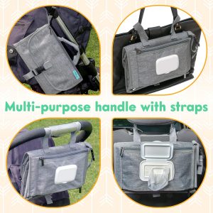 Elmmart Kopi Baby Portable Diaper Changing Pad - Baby Changing Pad & Diaper Changer Travel Bag, Smart Design Baby Changing Mat, Portable Changing Pad for Baby - Baby Changing Station, Infant Gift - Grey