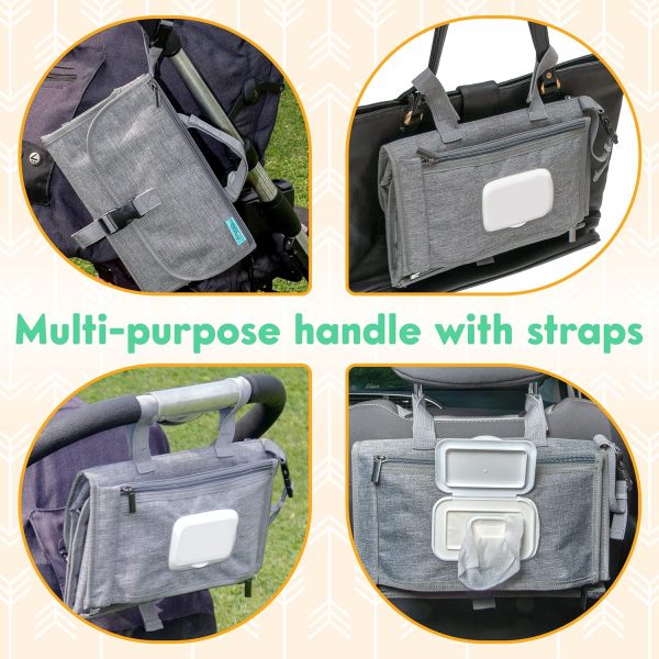Elmmart Kopi Baby Portable Diaper Changing Pad - Baby Changing Pad & Diaper Changer Travel Bag, Smart Design Baby Changing Mat, Portable Changing Pad for Baby - Baby Changing Station, Infant Gift - Grey