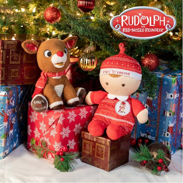 Elmmart Santa Claus Rudolph The Red-Nosed Reindeer Musical Stuffed Animal, Baby's First Christmas Plush, 8 Inches KIDS PREFERRED
