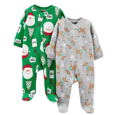 Elmmart Simple Joys by Carter's Baby Pajamas Holiday Fleece Footed Sleep and Play, Pack of 2