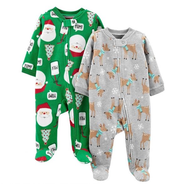 Elmmart Simple Joys by Carter's Baby Pajamas Holiday Fleece Footed Sleep and Play, Pack of 2