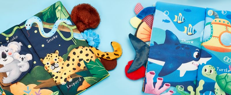 Elmmart hahaland Baby Toys 0-6 Months Baby Books 2PCS, Baby Toys 6-12 Months - Soft, Crinkle, Squeaky, Sensory, Tummy Time Toys - Baby Christmas Stocking Stuffers Gifts