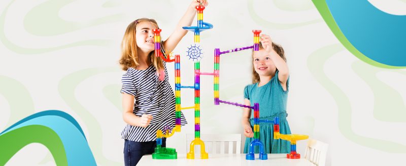 Elmmart Marble Genius 115 pcs Glow Marble Run Track Race Starter Set for Kids Age 4+, Glow in The Dark, STEM Educational Building Block, Color Instruction Manual