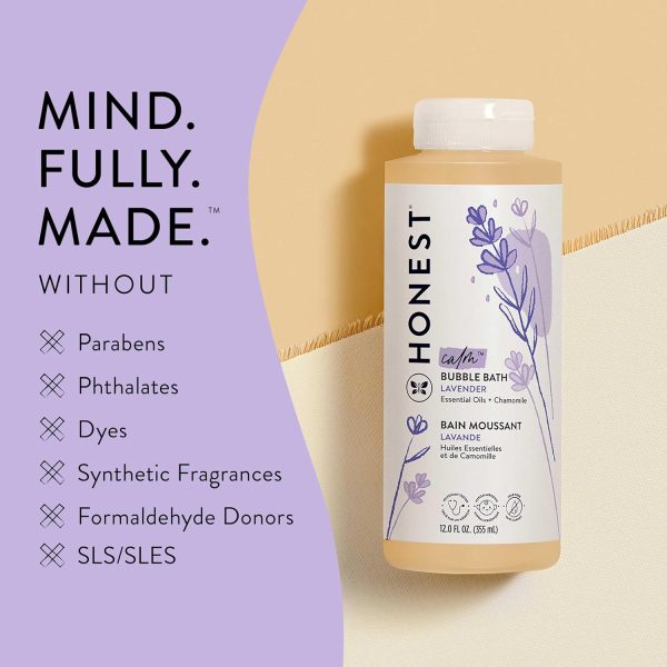 Elmmart.com | The Honest Company Foaming Bubble Bath | Gentle for Baby | Naturally Derived, Tear-free, Hypoallergenic | Lavender Calm, 12 fl oz