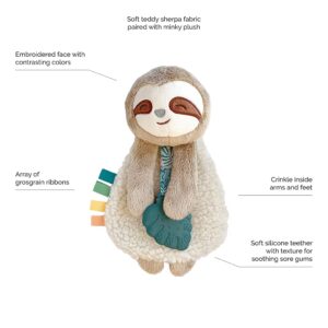 elmmart Itzy Ritzy - Itzy Lovey Including Teether - Baby Lovey with Teether, Textured Ribbons & Dangle Arms - Features Crinkle Sound, Sherpa Fabric and Minky Plush (Sloth)