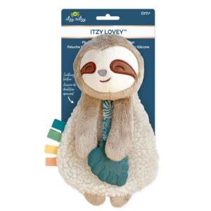 elmmart Itzy Ritzy - Itzy Lovey Including Teether - Baby Lovey with Teether, Textured Ribbons & Dangle Arms - Features Crinkle Sound, Sherpa Fabric and Minky Plush (Sloth)