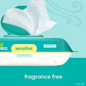 elm mart Pampers Sensitive Baby Wipes, Water Based, Hypoallergenic and Unscented, 8 Flip-Top Packs, 4 Refill Packs