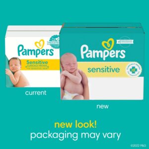 elm mart Pampers Sensitive Baby Wipes, Water Based, Hypoallergenic and Unscented, 8 Flip-Top Packs, 4 Refill Packs