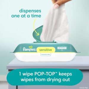 elm mart Pampers Sensitive Baby Wipes, Water Based, Hypoallergenic and Unscented, 8 Flip-Top Packs, 4 Refill Packs