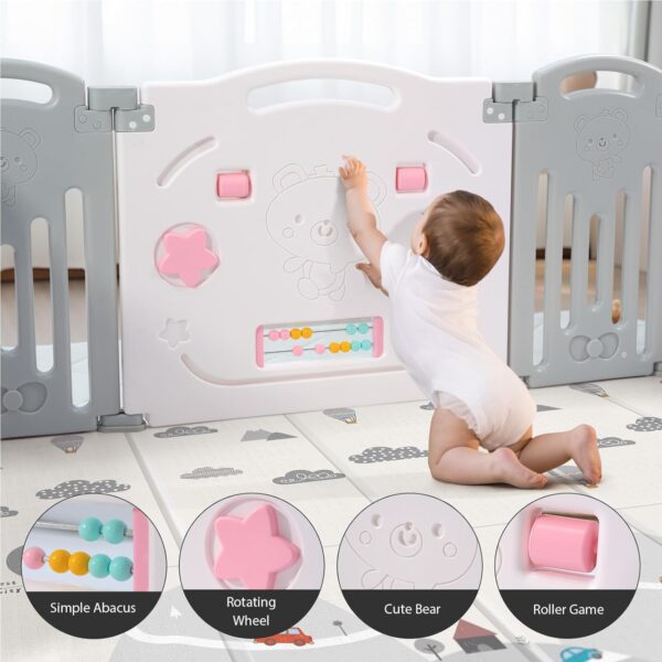 elm mart UANLAUO Play Yard Baby Playpen 18 panel, Baby Fence Play Area