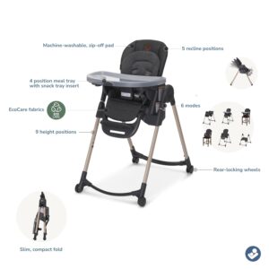 elm mart Maxi-Cosi Minla 6-in-1 High Chair Classic Slate: Portable and Foldable Baby High Chair, 6-in-1 Highchair for Babies and Toddlers