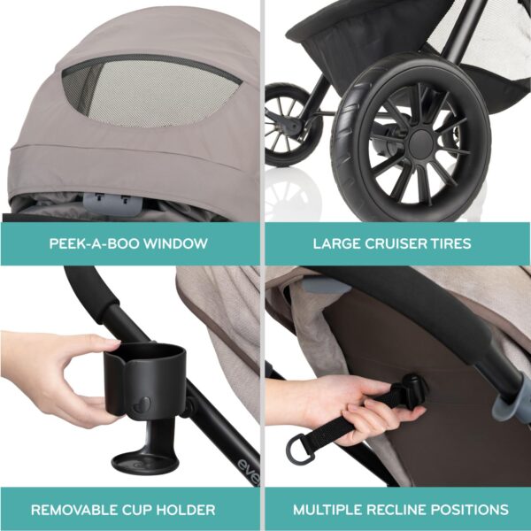 elm mart Evenflo Pivot Modular Travel System with LiteMax Infant Car Seat