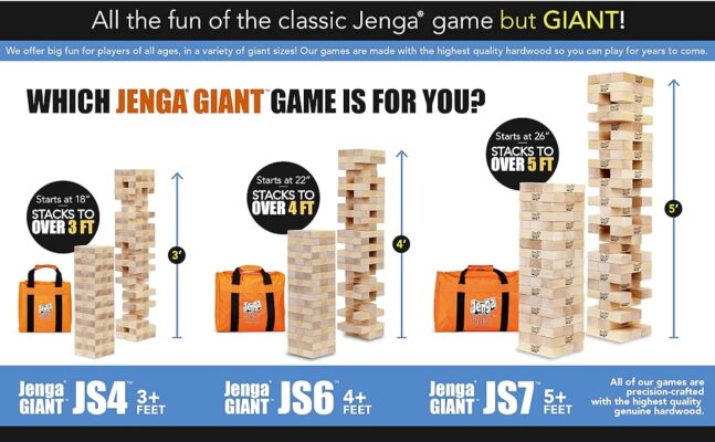 elmmart Jenga GIANT Hardwood Game- Stacks to Over 5 feet - Officially Licensed - JS7