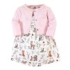 Elmmart Hudson Baby Dress Baby Girls' Cotton Dress and Cardigan Set