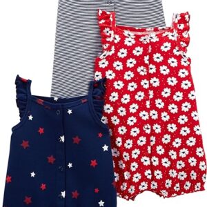 elmmart Simple Joys by Carter's Baby Girl Rompers: 3-pack Snap-up Rompers