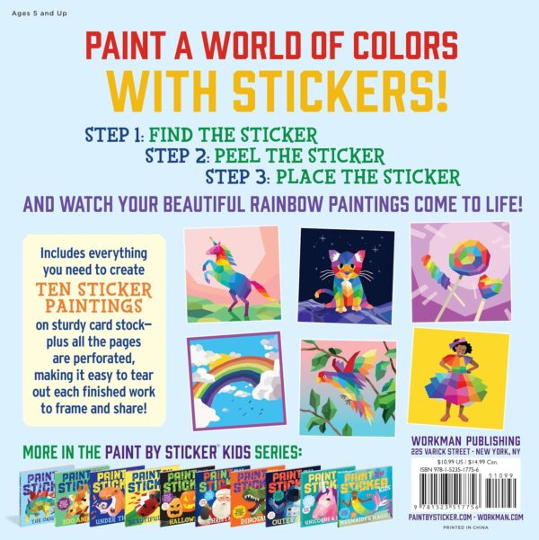 elm mart Paint by Sticker Kids: Rainbows Everywhere: Create 10 Pictures One Sticker at a Time